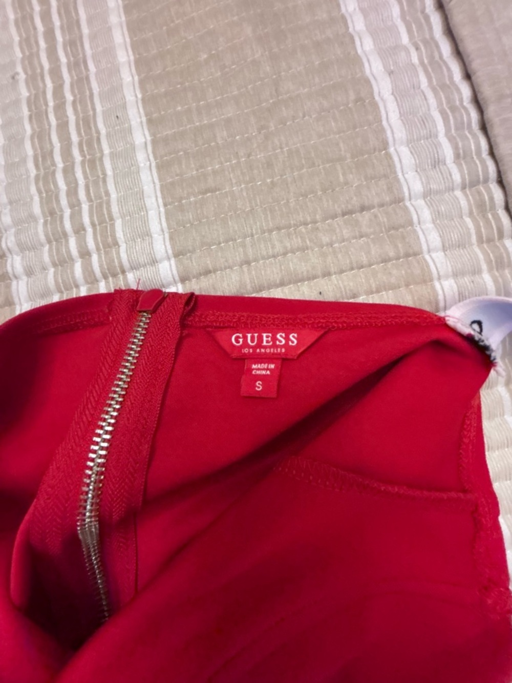 Guess Fitted Red Bustier Mini Dress with Branded Straps - Picture 2 of 3